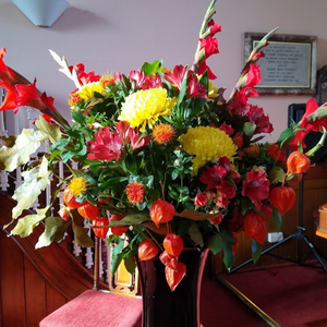 An image of some flowers from a Sunday service