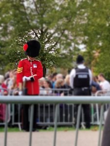 Soldier looking down in respect