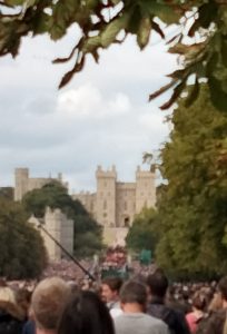 Thousands of people at Windsor, watching the Queen's coffin go past